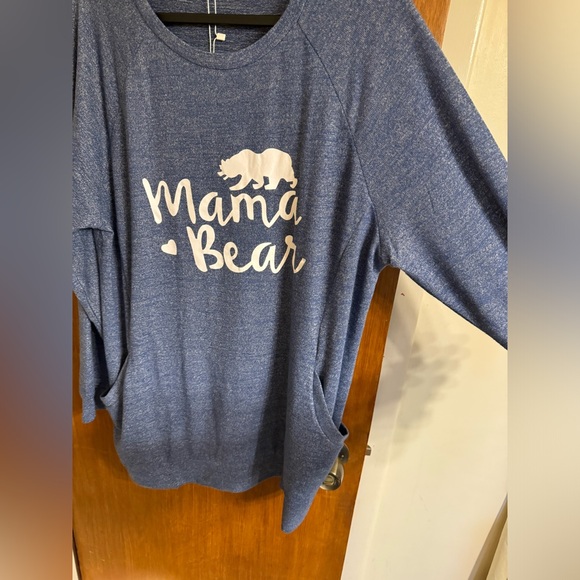 NWT 16W blue long sleeved Mama Bear pullover by Dolnine Plus Sized Collection - Picture 9 of 12
